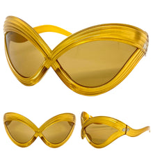 Oversized Exaggerated Modern Retro Futuristic Style SUNGLASSES Large Gold Frame 2159