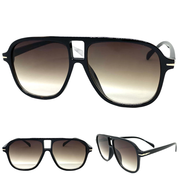 Classic Vintage Retro Aviator Style SUNGLASSES Black Frame 80586