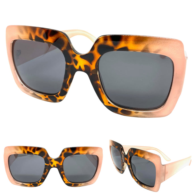 Oversized Vintage Retro Style SUNGLASSES Large Pink & Tortoise Frame E1879