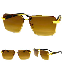 Men's Classy Elegant Luxury Retro Hip Hop Style SUNGLASSES Gold & Faux Wood Frame 5209