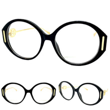 Oversized Vintage Retro Style Clear Lens EYEGLASSES Large Black & Gold Frame 89474