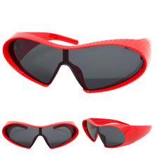 Oversized Exaggerated Modern Retro Futuristic Style SUNGLASSES Large Red Frame 1308