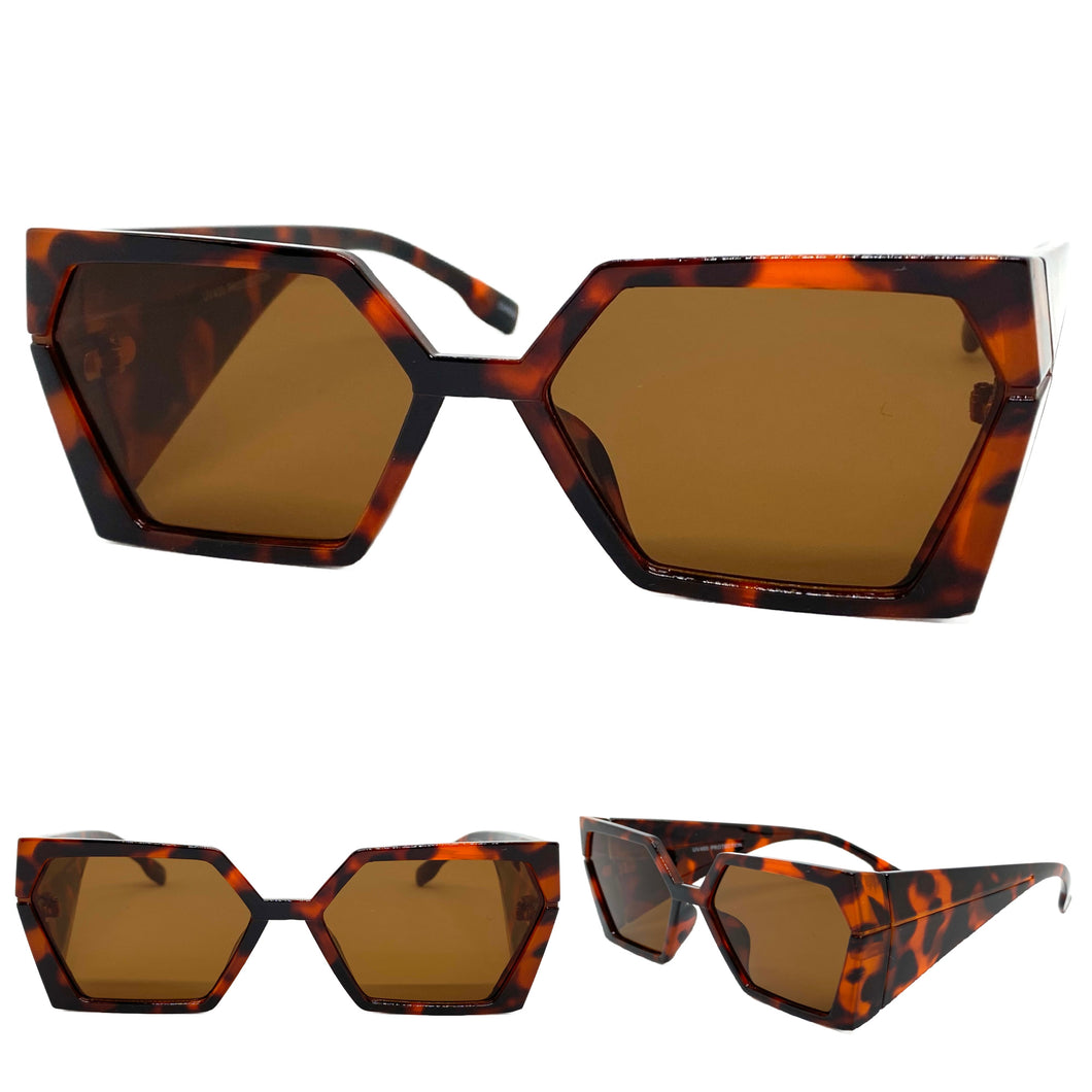 Exaggerated Modern Retro Futuristic Style SUNGLASSES Thick Funky Tortoise Frame 80811