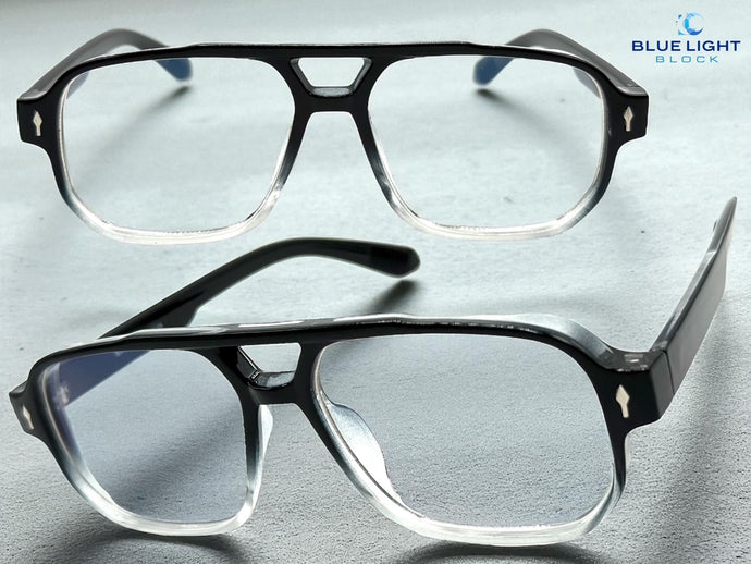 Classic Vintage Retro Style Clear Lens Blue Light Block Computer EYEGLASSES Black Frame 55013