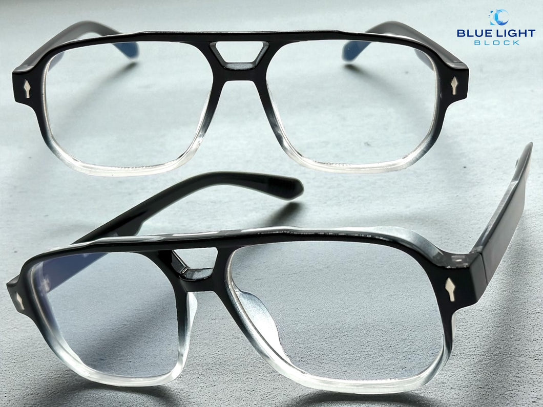 Classic Vintage Retro Style Clear Lens Blue Light Block Computer EYEGLASSES Black Frame 55013