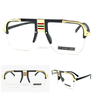 VINTAGE Inspired Classic Half Frame Clear Lens Glasses BLACK/GOLD