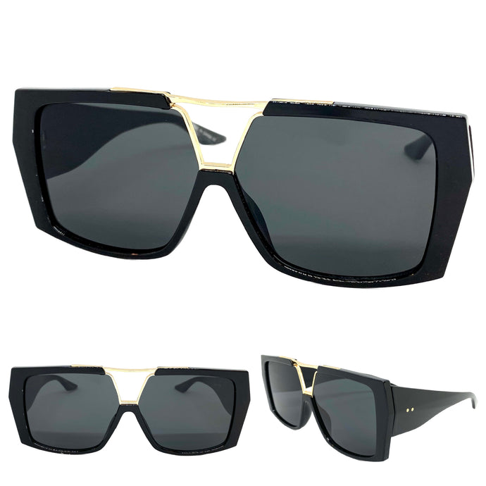 Classic Vintage Retro Hardcore Hip Hop Rapper Pimp Style SUNGLASSES Square Black Frame E2031