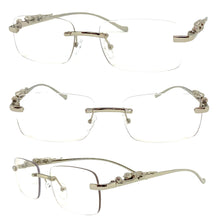 Classy Elegant Sophisticated Luxury Style Clear Lens EYEGLASSES Rimless Silver Frame E0661