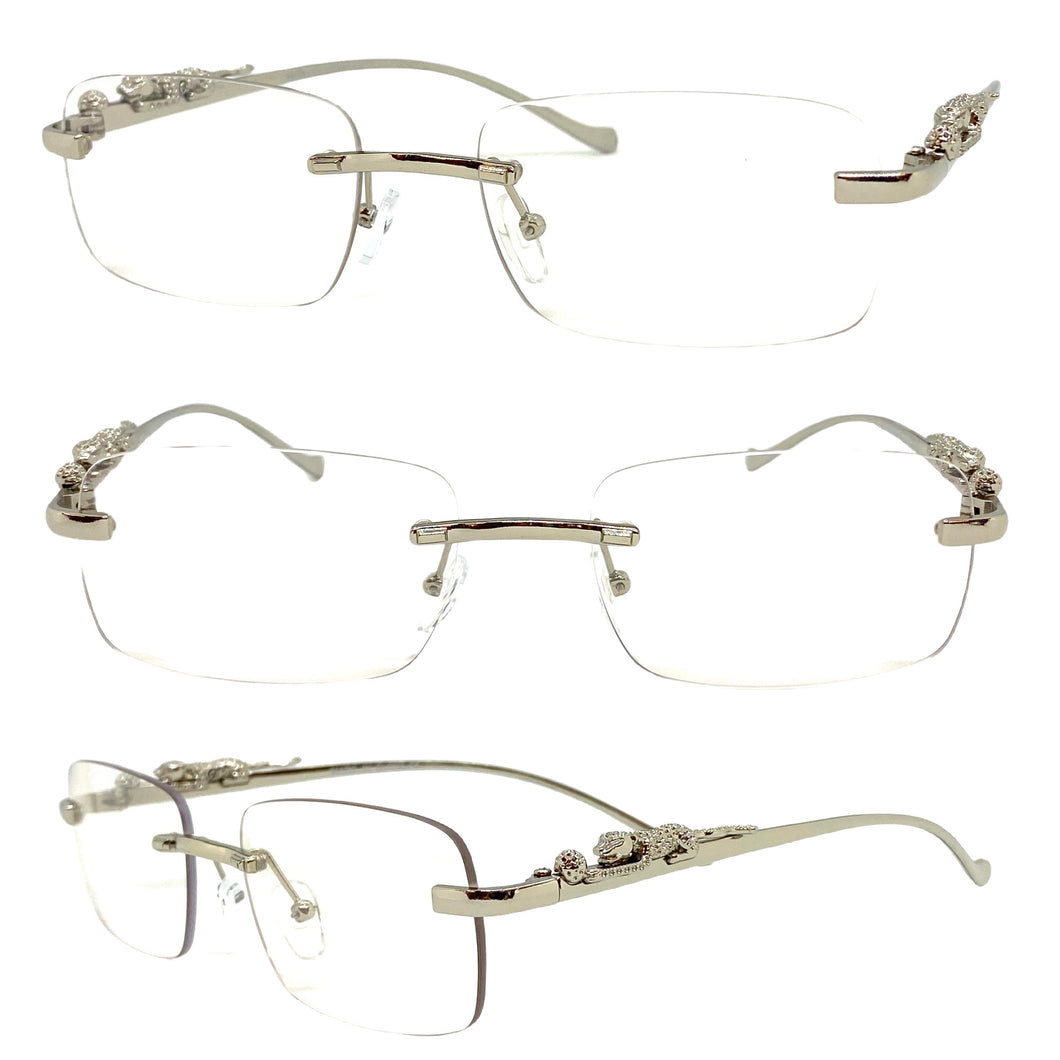 Classy Elegant Sophisticated Luxury Style Clear Lens EYEGLASSES Rimless Silver Frame E0661