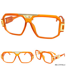 Classic Vintage Retro Hip Hop Rapper Style Clear Lens EYEGLASSES Orange & Gold Frame 5408