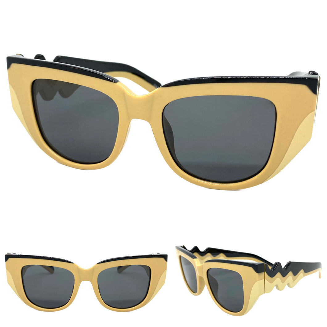 Exaggerated Classic Vintage Retro Style SUNGLASSES Large Funky Cat Eye Frame 80535