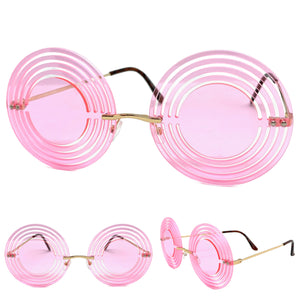 Funky Party Club Raver Hippie SUNGLASSES Spiral Pink Lens 4997