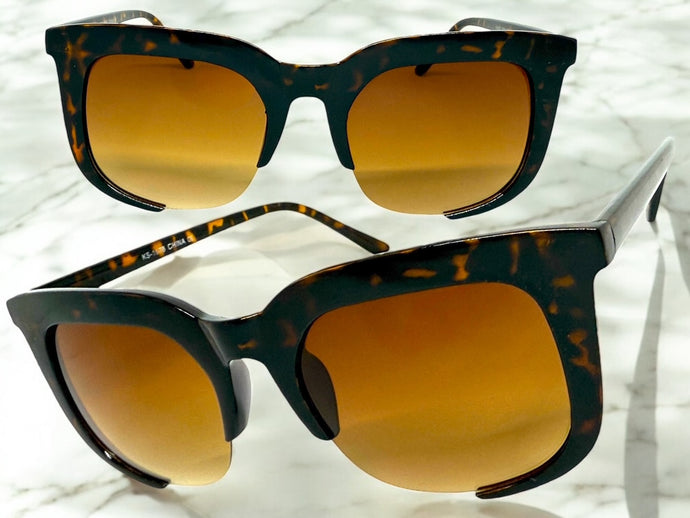 Classic Vintage Retro Style SUNGLASSES Square Tortoise Frame - Brown Lens 1678