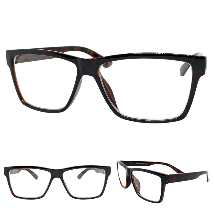 Classy Elegant Modern Contemporary Style Clear Lens EYEGLASSES Tortoise Frame IT064