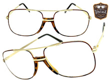 Classic TRUE Vintage Retro Aviator Style Clear Lens EYEGLASSES Gold Frame - Glass Lens 9006