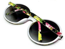 Oversized Exaggerated Vintage Retro Style SUNGLASSES X-Large Round Floral Frame 6629