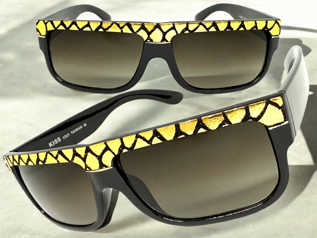 Classic Vintage Retro Hip Hop Rapper Pimp Style SUNGLASSES Thick Black Snakeskin Frame 1221