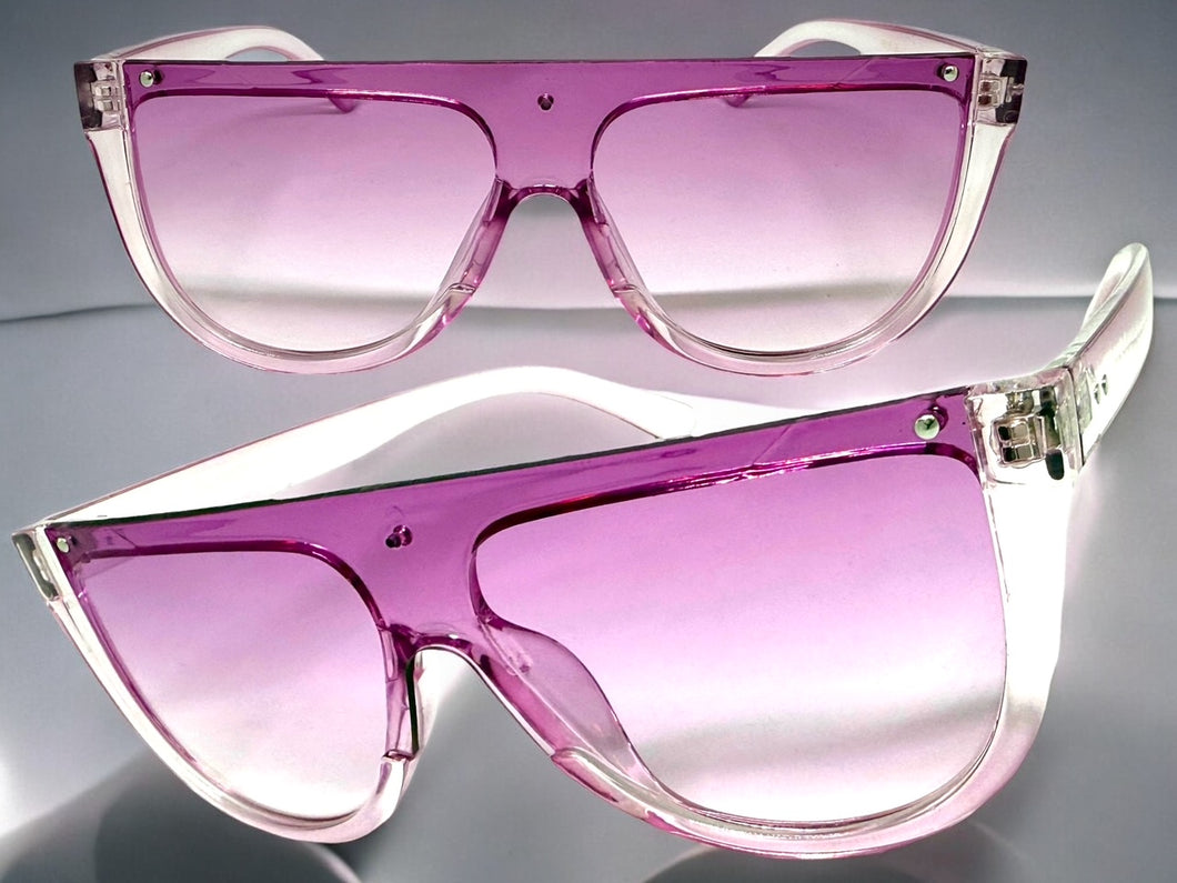 Classy Elegant Modern Rerto Shield Style SUNGLASSES Purple Frame 6515