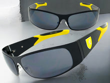 Classic Contemporary Modern Wrap Style SUNGLASSES Sleek Black & Yellow Frame 3727