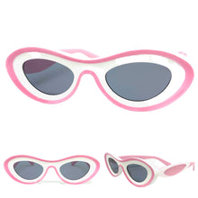 Contemporary Modern Retro Raver Party SUNGLASSES Funky White & Pink Frame 2123