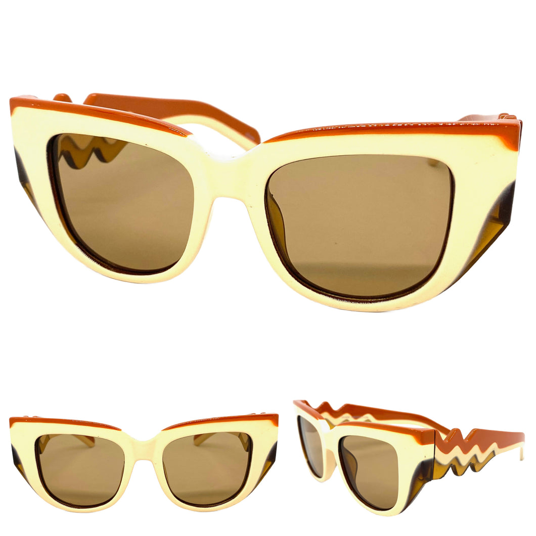 Exaggerated Classic Vintage Retro Style SUNGLASSES Large Funky Cat Eye Frame 80535