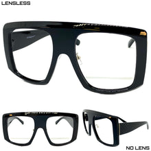 Oversized Vintage Retro Style Large Black Lensless Eye Glasses- Frame Only NO Lens 1076