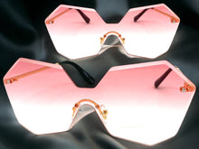 Sleek Modern Retro Shield Style SUNGLASSES Gold Rimless Frame 7756