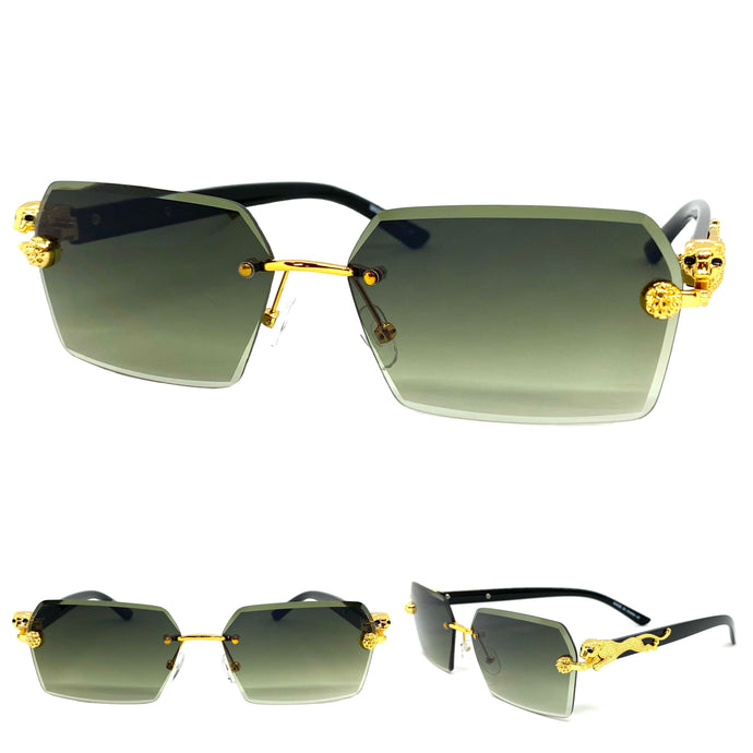 Classy Elegant Sophisticated Modern Luxury Style SUNGLASSES Gold & Black Frame E0969