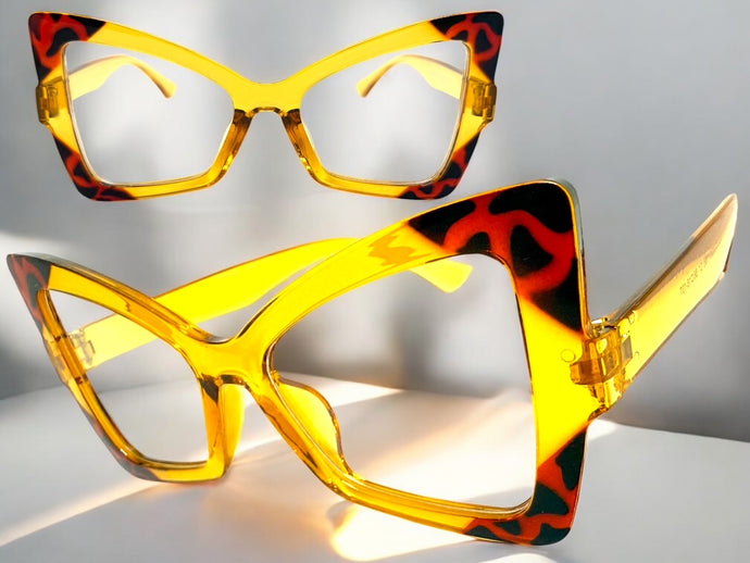 Oversized Vintage Retro Style Clear Lens EYEGLASSES Large Funky Frame 97198