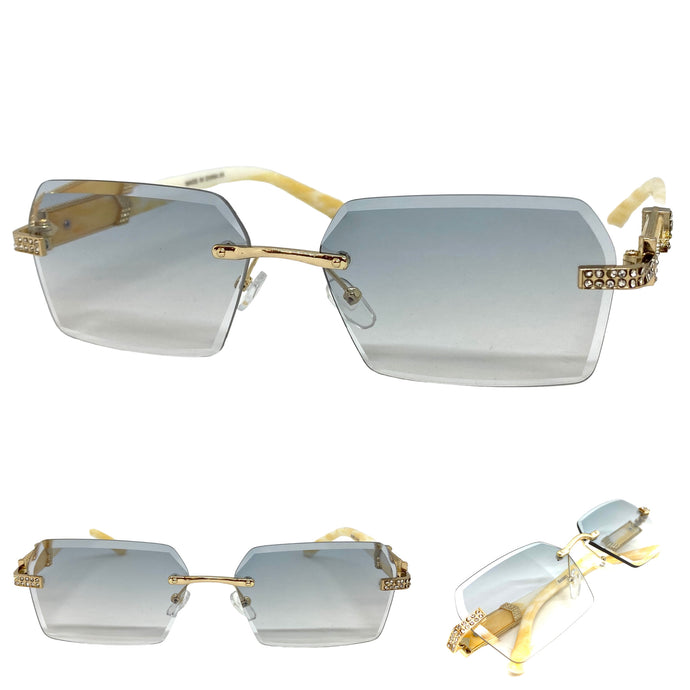 Men's Classy Elegant Luxury Designer Hip Hop Style SUNGLASSES Gold & Marble Frame E0883