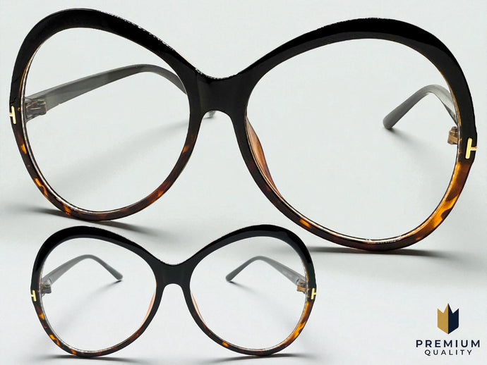 Oversized Vintage Retro Style Clear Lens EYEGLASSES Large Round Black Frame E2085