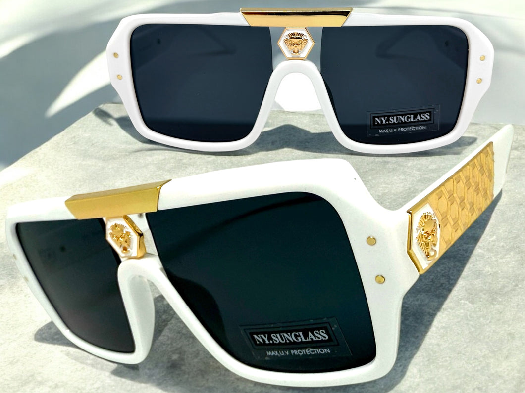 Classic Hardcore Biker Gangster Hip Hop Style SUNGLASSES White Frame Dark Lens 5468