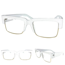 Classy Contemporary Modern Retro Clear Lens EYEGLASSES White & Gold Frame 8259