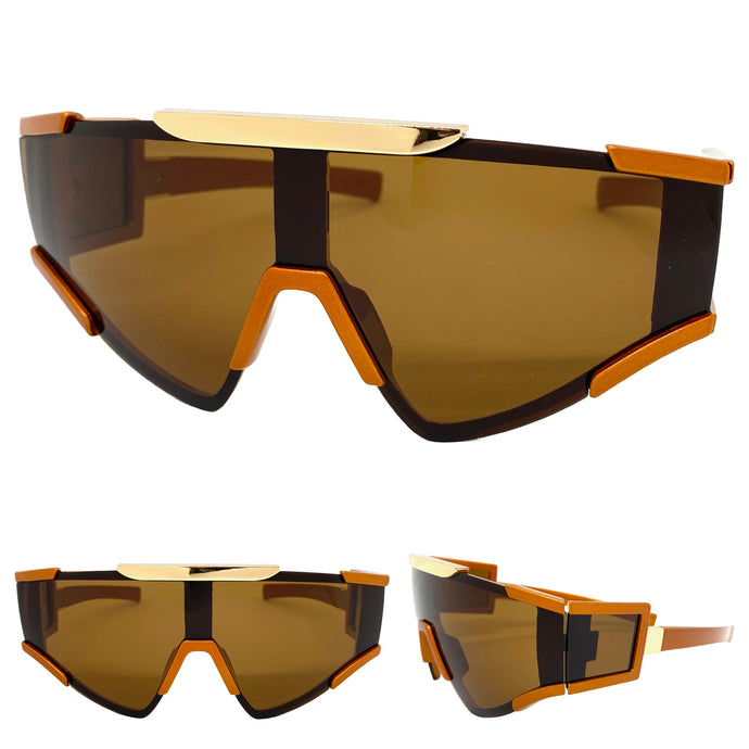 Oversized Classic Vintage Retro Hip Hop Style SUNGLASSES Large Burnt Orange Frame 3021