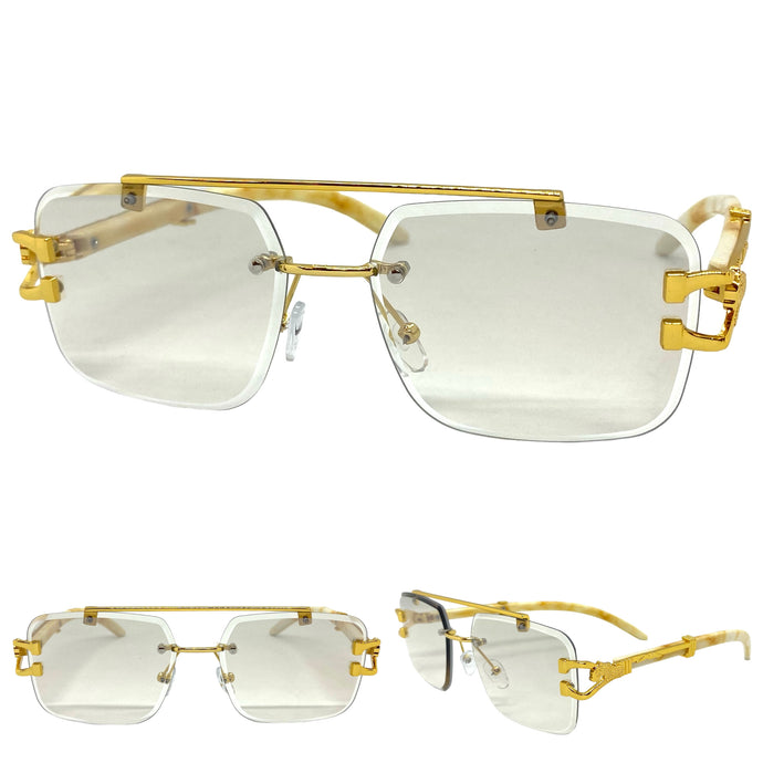 Men's Classy Elegant Luxury Retro Hip Hop Style SUNGLASSES Gold & Marble Frame 5256