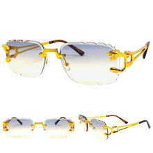 Classy Elegant Luxury Modern Designer Style SUNGLASSES Gold Rimless Frame 5294