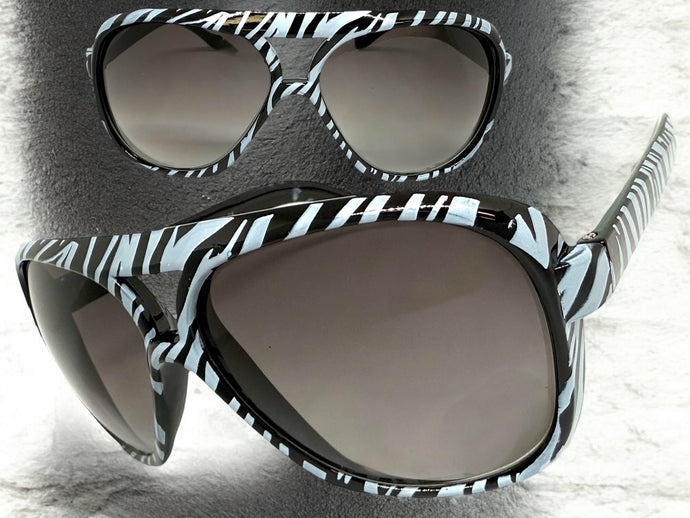 Oversized Exaggerated Vintage Retro Style SUNGLASSES Large Zebra - Tiger Print Frame 1166