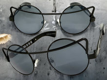 Classic Vintage Retro Steampunk Style SUNGLASSES Round Black Frame - Dark Lens A137