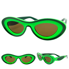 Contemporary Modern Retro Raver Party SUNGLASSES Funky Green Frame 2123