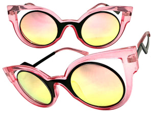 Classic Vintage Retro Cat Eye Style SUNGLASSES Funky Pink Frame 1737