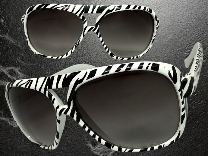 Oversized Exaggerated Vintage Retro Style SUNGLASSES Large Zebra - Tiger Print Frame 1166