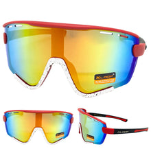 Oversized Retro Sporty Wrap Around Style SUNGLASSES Large Red & White Frame 3694
