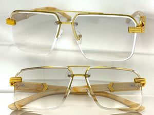 Men's Classy Elegant Luxury Designer Hip Hop Style SUNGLASSES Gold & Marble Frame 7537