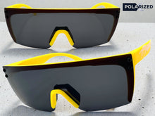 Classic Hardcore Biker Gangster Wrap Shield Style POLARIZED SUNGLASSES Yellow Frame - Dark Lens X0018