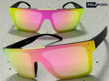 Classic Biker Motorcycle Riding Fishing Wrap Shield Style POLARIZED SUNGLASSES Black Frame - Pink Lens X0023