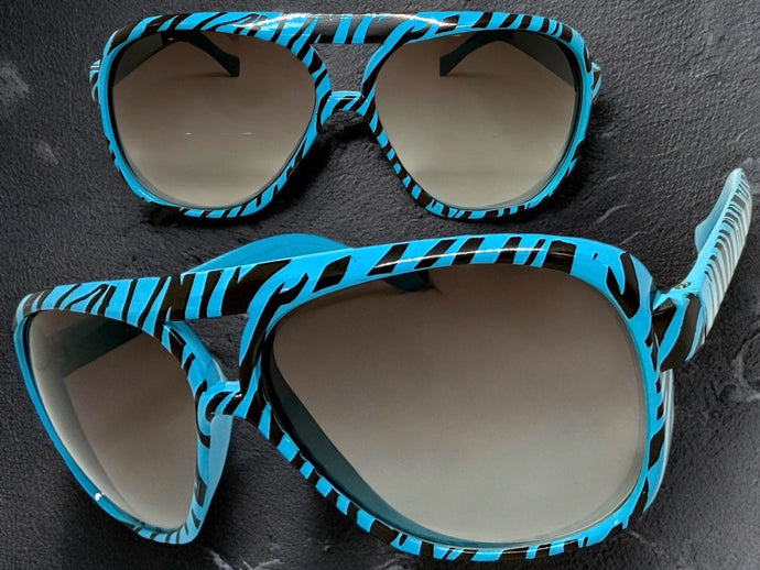 Oversized Exaggerated Vintage Retro Style SUNGLASSES Large Zebra - Tiger Print Frame 1166