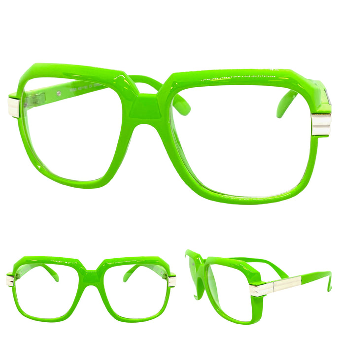 Oversized Vintage Retro Style Clear Lens EYEGLASSES Large Neon Green Frame 1193
