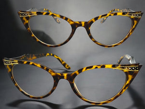 Classic Vintage Retro Cat Eye Style Clear Lens EYEGLASSES Pointy Tortoise Frame KIT400