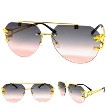 Men's Classy Elegant Luxury Modern Retro Style SUNGLASSES Large Gold Frame 27667