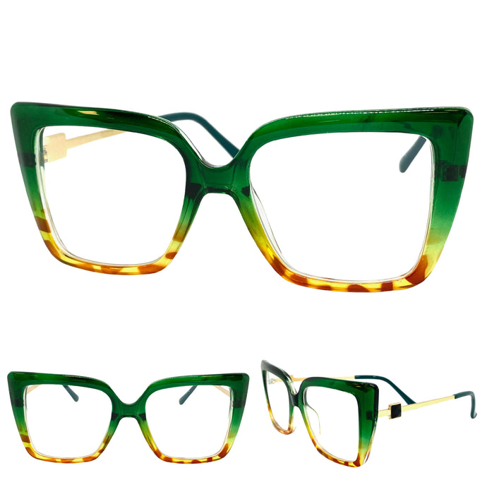 Classic Vintage Retro Style Clear Lens EYEGLASSES Leopard Optical Frame - RX Capable 4291